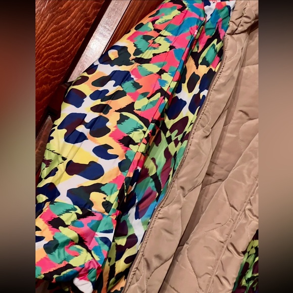 NEW double-sided OVERSIZED leopard print gold beige quilted hooded coat - Picture 12 of 15